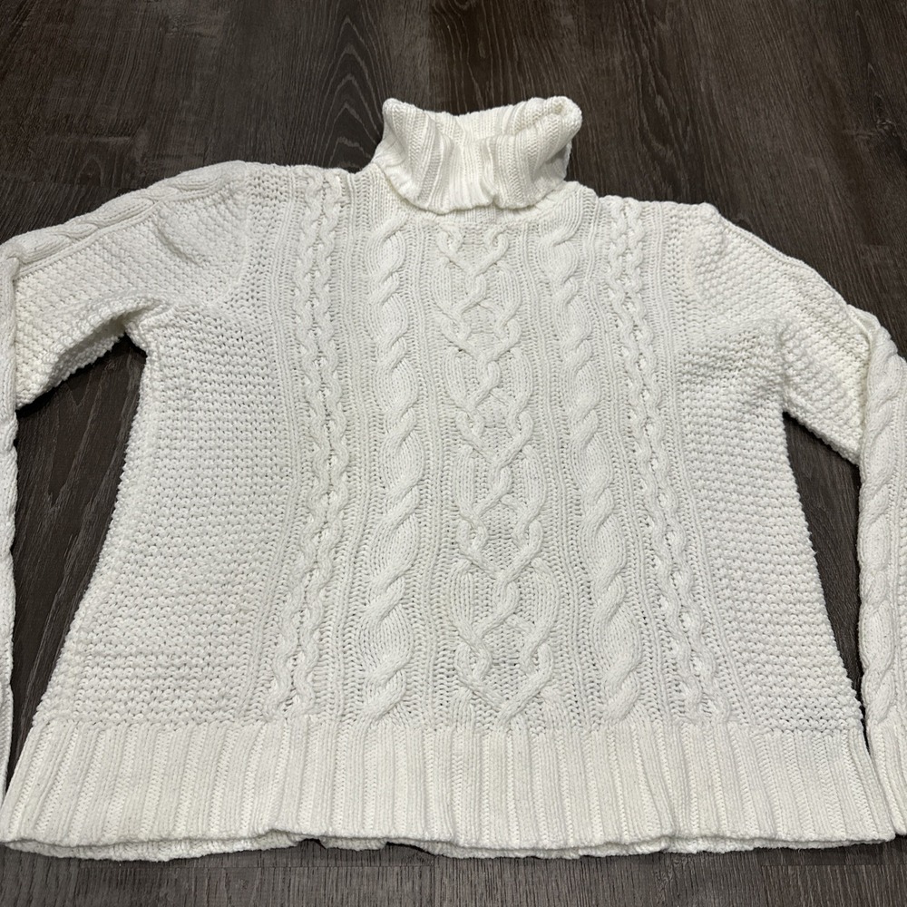 VTG Lauren Jeans Sweater Womens XL/ Men's S/M Cable Knit Fisherman Turtleneck